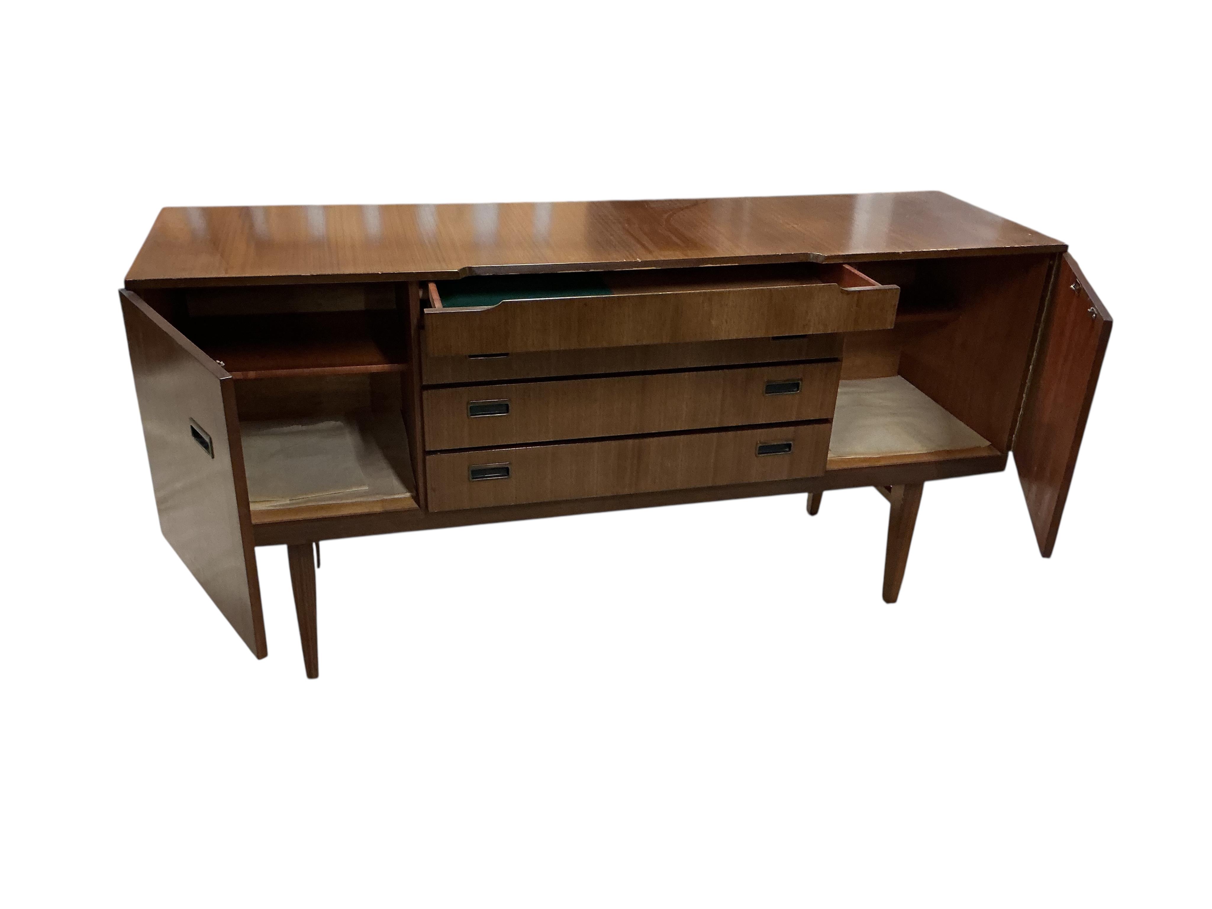 A mid century 'Beautility' teak sideboard, width 160cm, 46cm, height 79cm